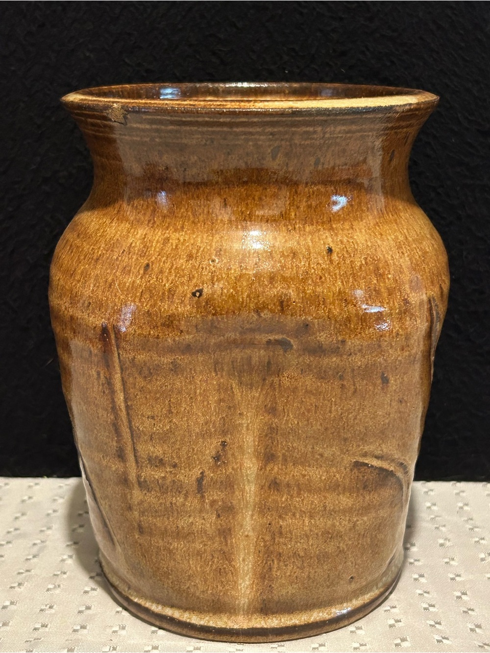 Studio Art Rustic Pinch Pottery Vase Handmade Glazed Vintage Signed Stoneware